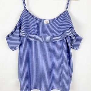A New Day cold shoulder blue striped top XXL